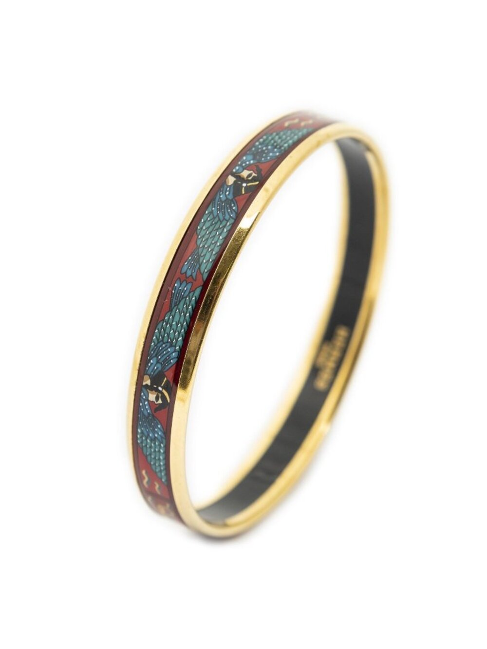 Hermes Enamel Bangle Red Green Wings Motifa Bracelet